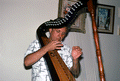 Jesus Rodriguez playing Venezuelan harp- Miami, Florida