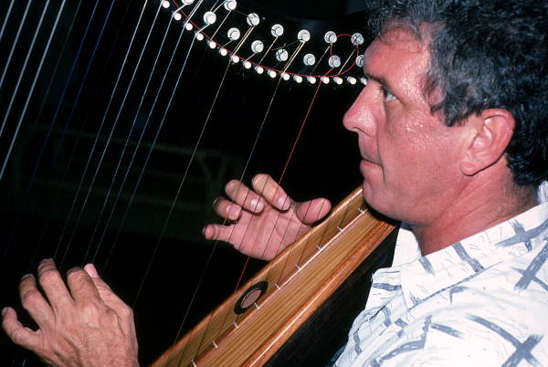 Jesus Rodriguez playing Venezuelan harp- Miami, Florida.