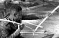 Alphonso Jennings stripping white oak to make a basket - Lamont, Florida
