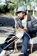 Apprentice Michael Steen making a white oak basket - Lamont, Florida