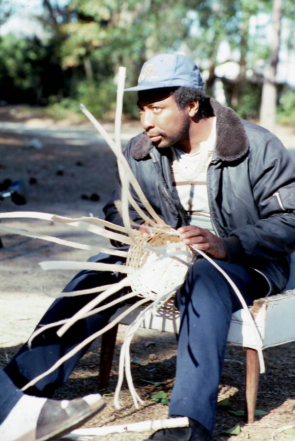 Apprentice Michael Steen making a white oak basket - Lamont, Florida