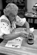 Ola Kryway decorating Easter eggs using the Ukrainian pysanky technique - Titusville, Florida.