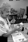 Ola Kryway decorating Easter eggs using the Ukrainian pysanky technique - Titusville, Florida.