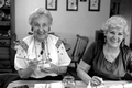 Ola Kryway (L) and apprentice Mary Martin decorating Easter eggs using the Ukrainian pysanky technique - Titusville, Florida.