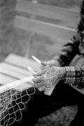 Close-up of Max Dooley making a cast net - Lakeland, Florida.