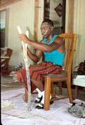 Alphonso Jennings preparing wood to make a white oak basket - Lamont, Florida