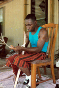 Alphonso Jennings making a white oak basket - Lamont, Florida
