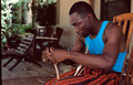 Alphonso Jennings working on a white oak basket - Lamont, Florida