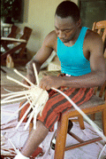 Alphonso Jennings working on a white oak basket - Lamont, Florida