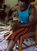 Alphonso Jennings making a white oak basket - Lamont, Florida