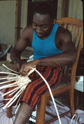 Alphonso Jennings working on a white oak basket - Lamont, Florida