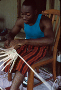Alphonso Jennings making a white oak basket - Lamont, Florida