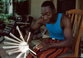 Alphonso Jennings working on a white oak basket - Lamont, Florida