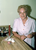 Ola Kryway decorating Easter eggs - Titusville, Florida.