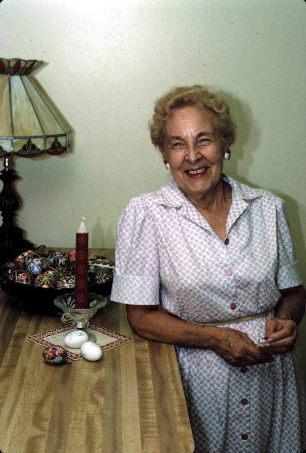 Ola Kryway decorating Easter eggs - Titusville, Florida.