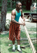 Alphonso Jennings preparing white oak for basket making - Lamont, Florida