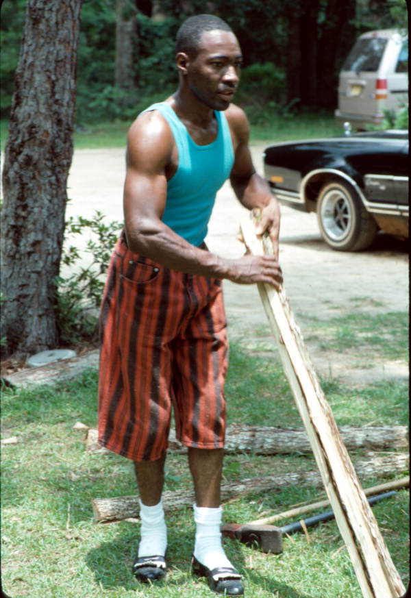 Alphonso Jennings preparing white oak for basket making - Lamont, Florida