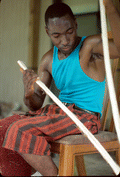 Alphonso Jennings preparing white oak for basket making - Lamont, Florida