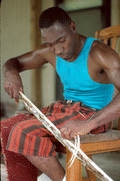 Alphonso Jennings preparing white oak for basket making - Lamont, Florida