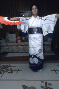 Japanese dancer Ofuyu Forrest, apprentice to Kazuko Law, practicing traditional dance - Gulf Breeze, Florida