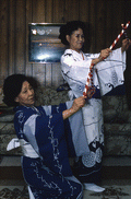 Japanese dancer Kazuko Law, left, practices with her apprentice Ofuyu Forrest - Gulf Breeze, Florida