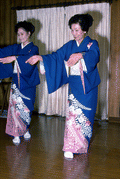 Kazuko Law, right, and apprentice Ofuyu Forrest performing a traditional Japanese dance - Gulf Breeze, Florida