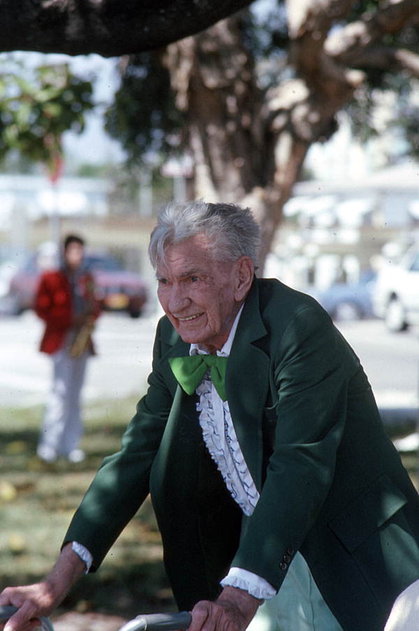 Man enjoying the St. Patrick's Day parade in Lake Worth (1988).