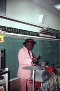 Musician Washboard Bill Cooke visiting Lake Park Elementary School - Lake Park, Florida.