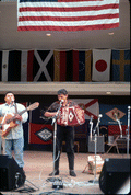 Norteno accordion player Tomas Granado, right, and his apprentice Abe Arrazola performing at the 1992 Florida Folk Festival - White Springs, Florida.