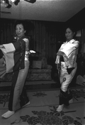 Kazuko Law, left, and her apprentice Ofuyu Forrest practicing traditional Japanese dance - Gulf Breeze, Florida.