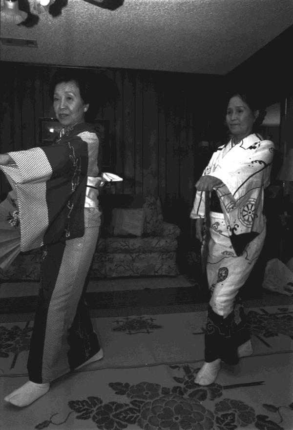 Kazuko Law, left, and her apprentice Ofuyu Forrest practicing traditional Japanese dance - Gulf Breeze, Florida.