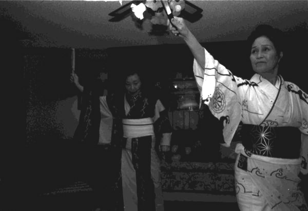 Kazuko Law, left, and her apprentice Ofuyu Forrest practicing traditional Japanese dance - Gulf Breeze, Florida.