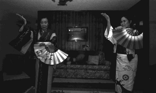 Kazuko Law, left, and her apprentice Ofuyu Forrest practicing traditional Japanese dance - Gulf Breeze, Florida.