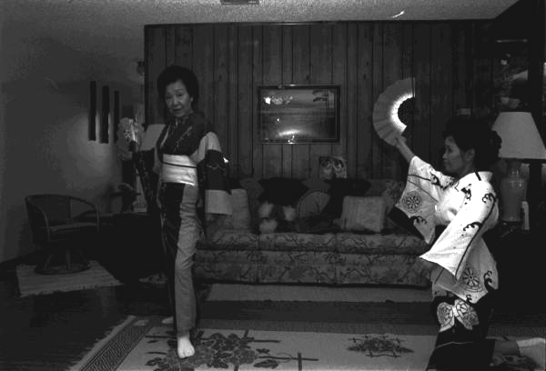 Kazuko Law, left, and her apprentice Ofuyu Forrest practicing traditional Japanese dance - Gulf Breeze, Florida.