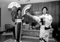 Kazuko Law, left, and her apprentice Ofuyu Forrest practicing traditional Japanese dance - Gulf Breeze, Florida.