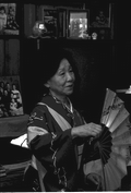 Kazuko Law practicing traditional Japanese dance - Gulf Breeze, Florida.