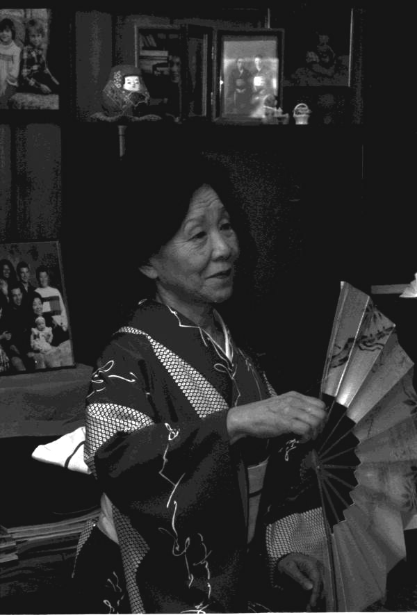 Kazuko Law practicing traditional Japanese dance - Gulf Breeze, Florida.