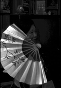 Kazuko Law practicing traditional Japanese dance - Gulf Breeze, Florida.