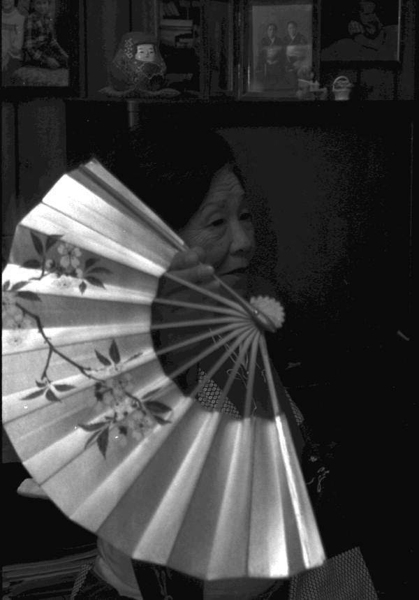 Kazuko Law practicing traditional Japanese dance - Gulf Breeze, Florida.