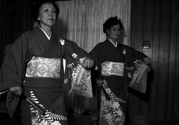 Kazuko Law, left, and her apprentice Ofuyu Forrest practicing traditional Japanese dance - Gulf Breeze, Florida.
