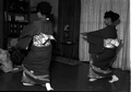 Kazuko Law, left, and her apprentice Ofuyu Forrest practicing traditional Japanese dance - Gulf Breeze, Florida.