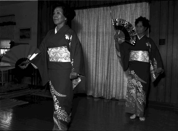 Kazuko Law, left, and her apprentice Ofuyu Forrest practicing traditional Japanese dance - Gulf Breeze, Florida.