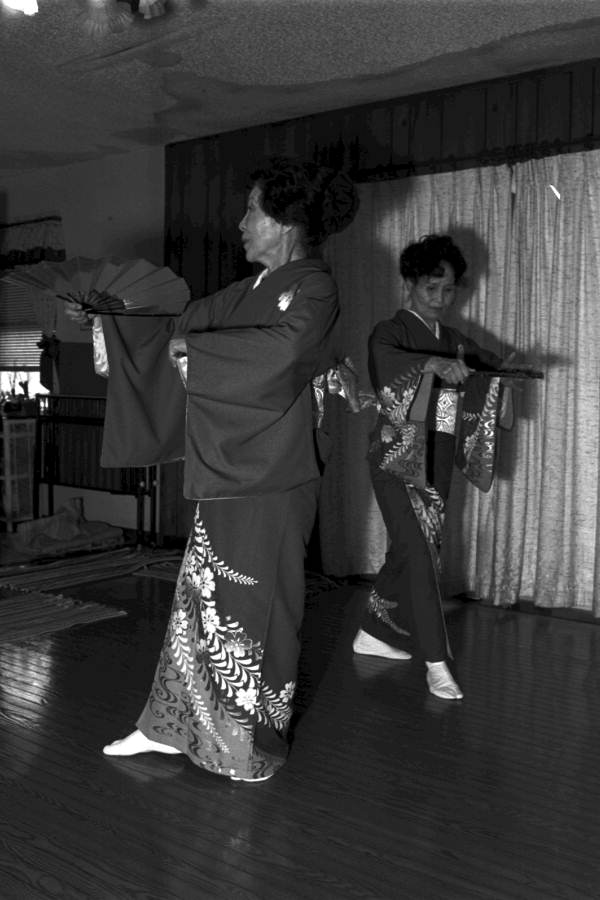 Kazuko Law, left, and her apprentice Ofuyu Forrest practicing traditional Japanese dance - Gulf Breeze, Florida.