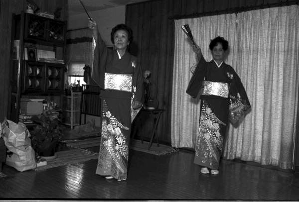 Kazuko Law, left, and her apprentice Ofuyu Forrest practicing traditional Japanese dance - Gulf Breeze, Florida.