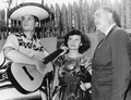 Dr. Edwin Kirkland with students Marjorie Hendricks and Douglas Duerlloo at the 1961 Florida Folk Festival - White Springs, Florida