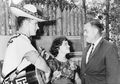 Dr. Edwin Kirkland with students Marjorie Hendricks and Douglas Duerlloo at the 1961 Florida Folk Festival - White Springs, Florida