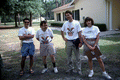 Bureau of Florida Folklife Programs staff members, from left, Nolan Feintuck, David Reddy, Ormond Loomis, and Debbie Fant at Fourth of July celebration - White Springs, Florida