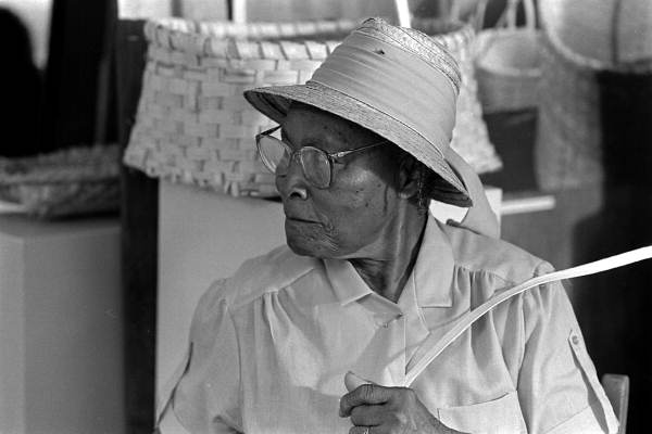Basket maker Lucreaty Clark at the 1984 Florida Folk Festival - White Springs, Florida