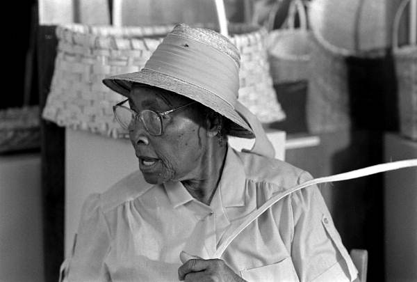Basket maker Lucreaty Clark at the 1984 Florida Folk Festival - White Springs, Florida