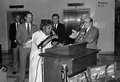 Basket maker Lucreaty Clark speaking after accepting the 1985 Folk Heritage Award - Tallahassee, Florida